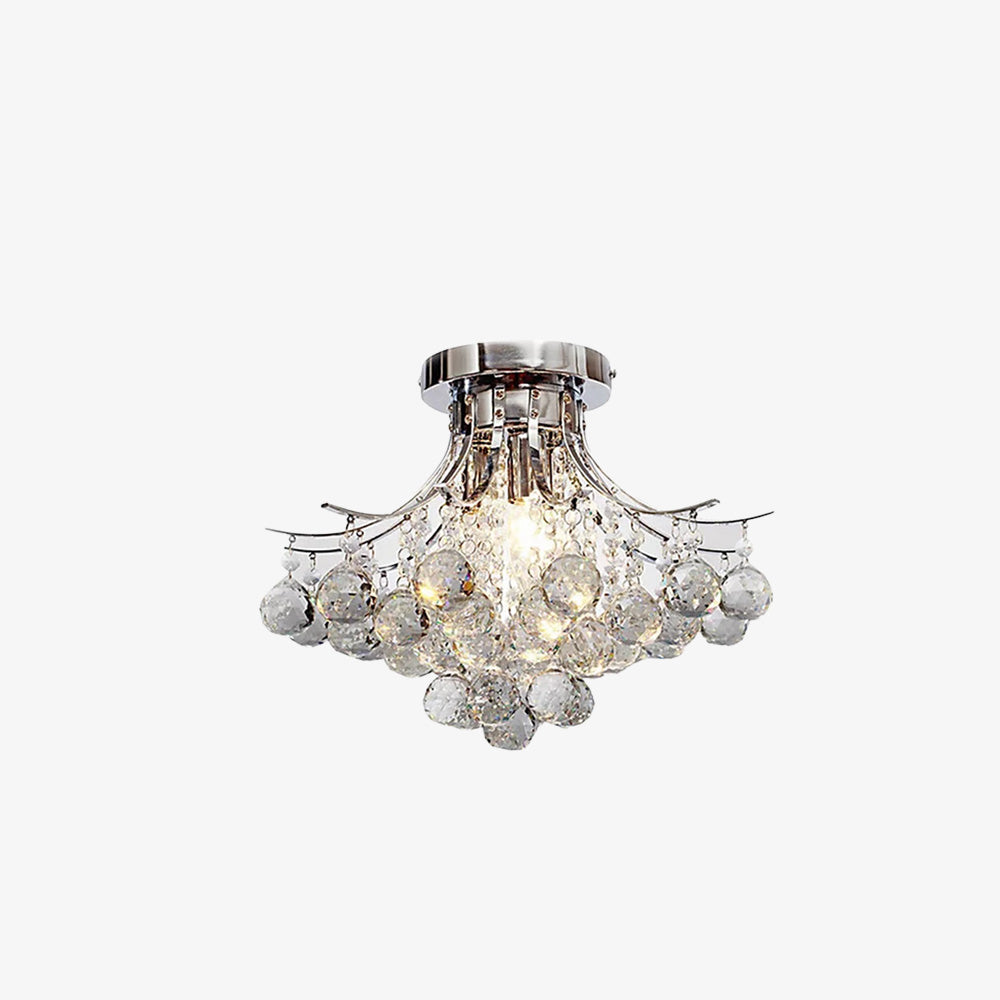 Silver Crystal Bouquet Semi-Flush Ceiling Light for Hallway