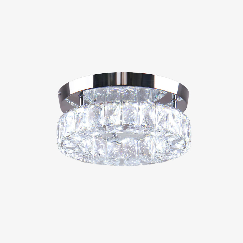 Circular Crystal Stainless Steel LED Flush Ceiling Light for Hallway