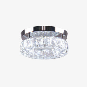 Circular Crystal Stainless Steel LED Flush Ceiling Light for Hallway