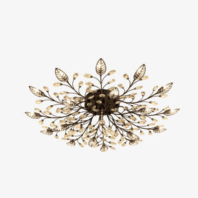 Semi-flush Crystal Flower and Leaves Ceiling lights for Living Room Bedroom