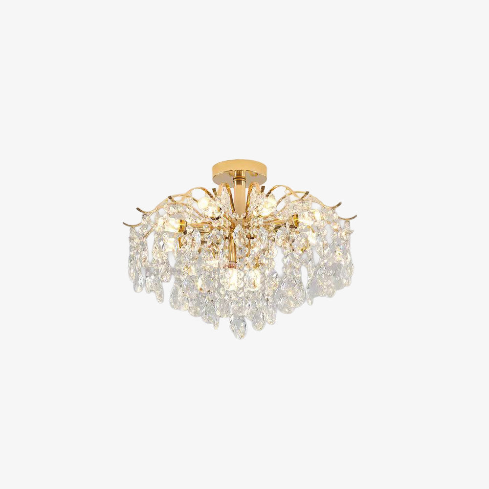 Semi-flush Iron Crystal Elegant Ceiling Lights for Living Room Bedroom