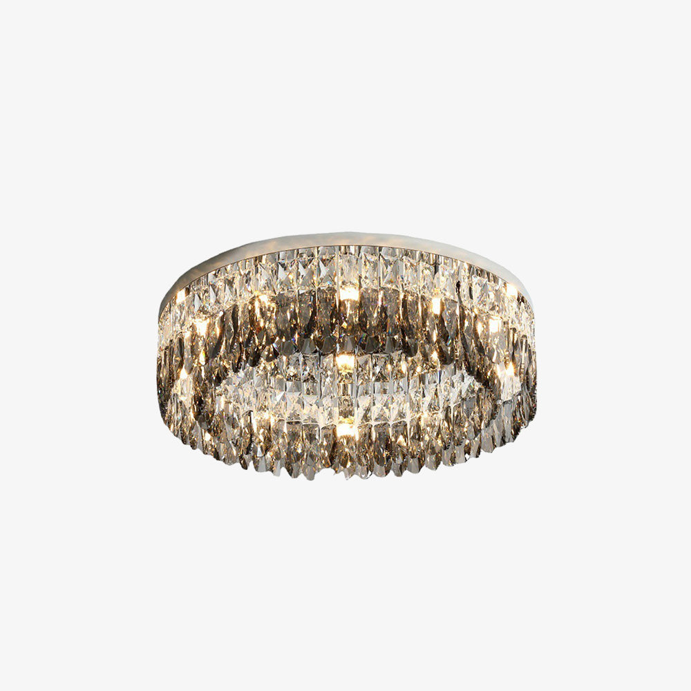 Contemporary Crystal Silver Ring Flush Mount Ceiling Light for Living Room