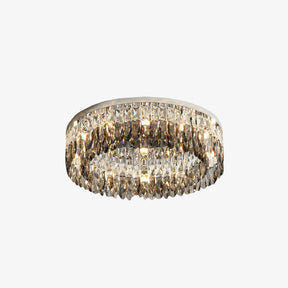Contemporary Crystal Silver Ring Flush Mount Ceiling Light for Living Room