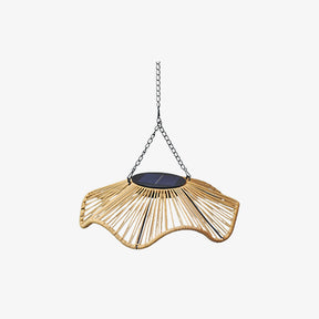 Outdoor Solar Wavy Woven Rattan Pendant Light for Patio Garden Gazebo