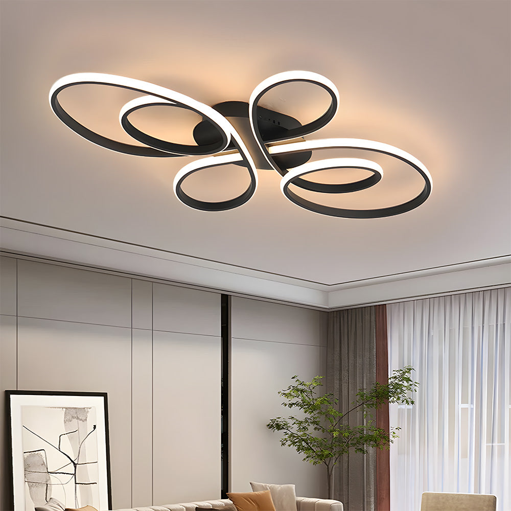 Modern Atmospheric Bow Metal LED Ceiling Light For Living Room