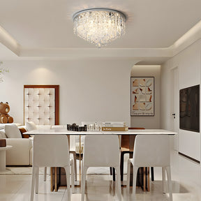 Luxury Crystal Ceiling Light Stainless Steel Flush Mount for Porch