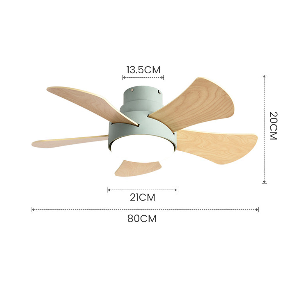 Contemporary Wood Semi-Flush Ceiling Fan With Lighting