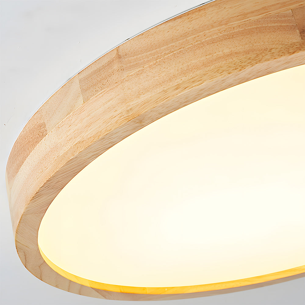 Modern Wood Flush LED Ceiling Lights Round Shape