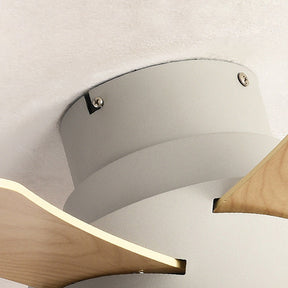 Contemporary Wood Semi-Flush Ceiling Fan With Lighting