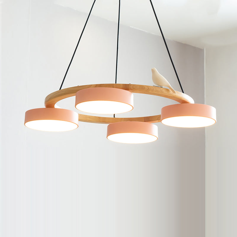 Modern Wood Bird Pendant Lights Creative LED Chandelier for Living Room, Dinning Area