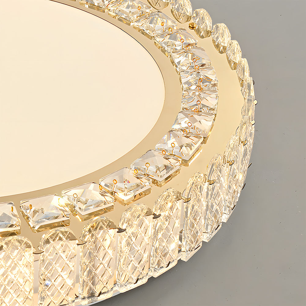 Luxury K9 Crystal Flush Mount Ceiling Light Fixture Compatible with Bedroom Living Room Kitchen