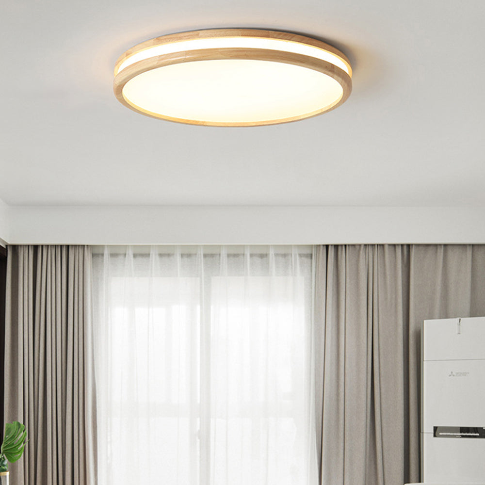 Simple Wood Round Bedroom LED Ceiling Light