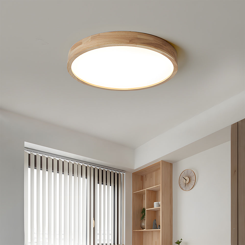 Modern Wood Flush LED Ceiling Lights Round Shape