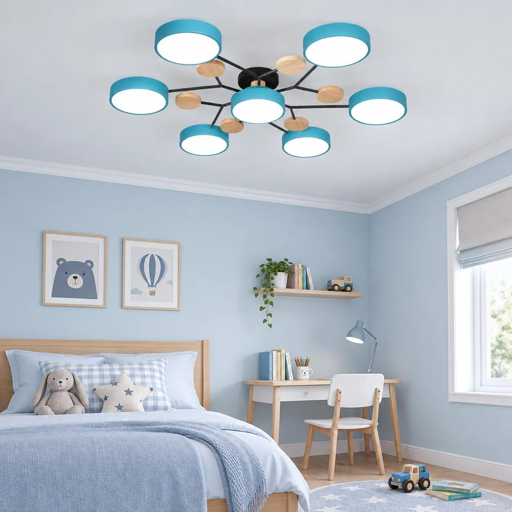 Nordic Wood Flush Mount Ceiling Light for Bedroom