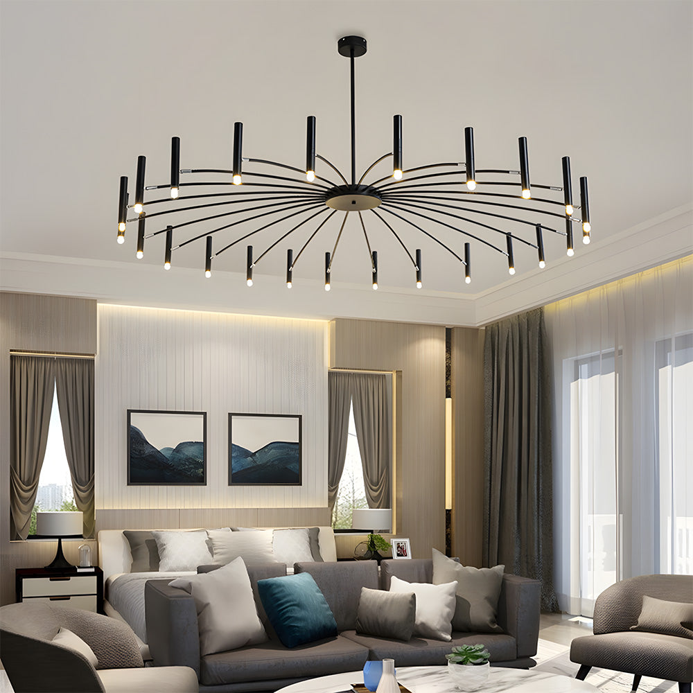 Modern Radial Multi-Light Iron Ceiling Light for Living Room