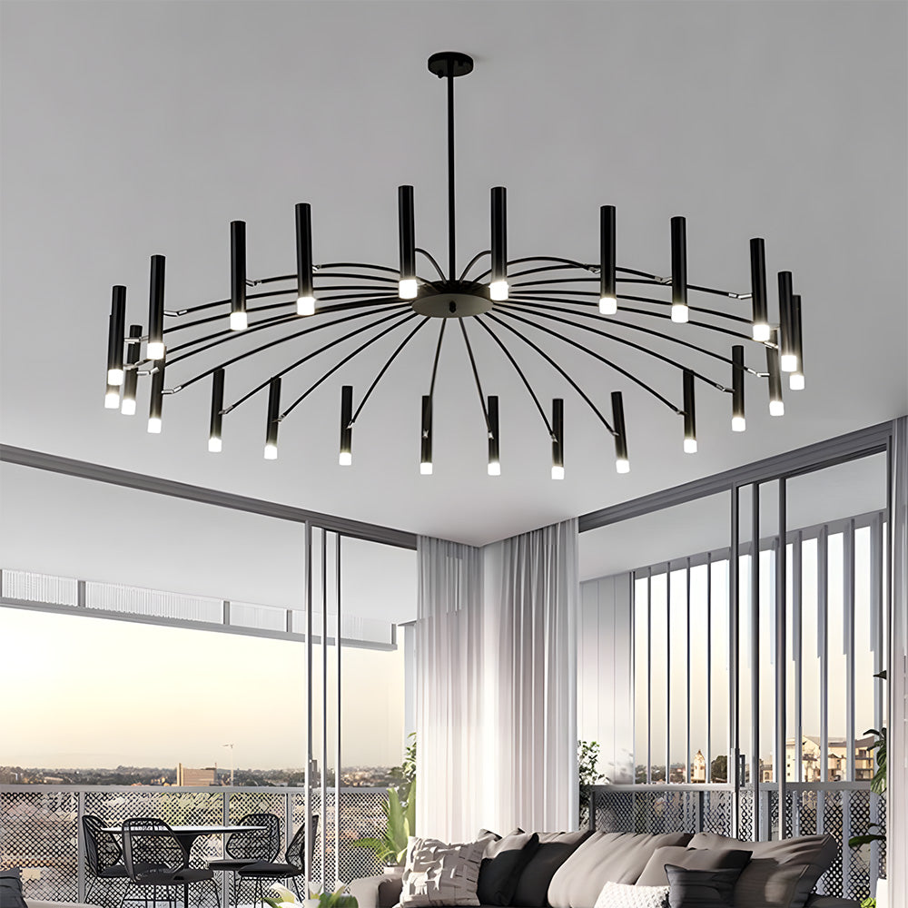 Modern Radial Multi-Light Iron Ceiling Light for Living Room