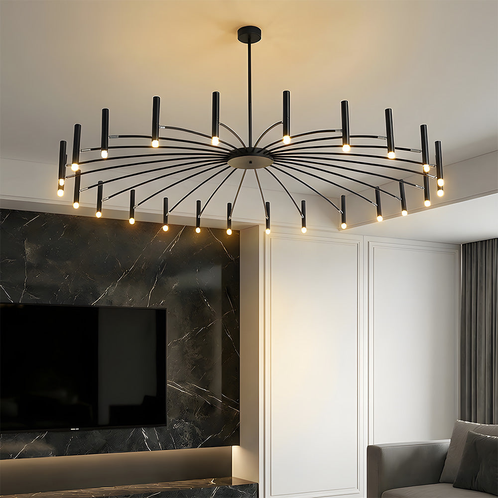 Modern Radial Multi-Light Iron Ceiling Light for Living Room