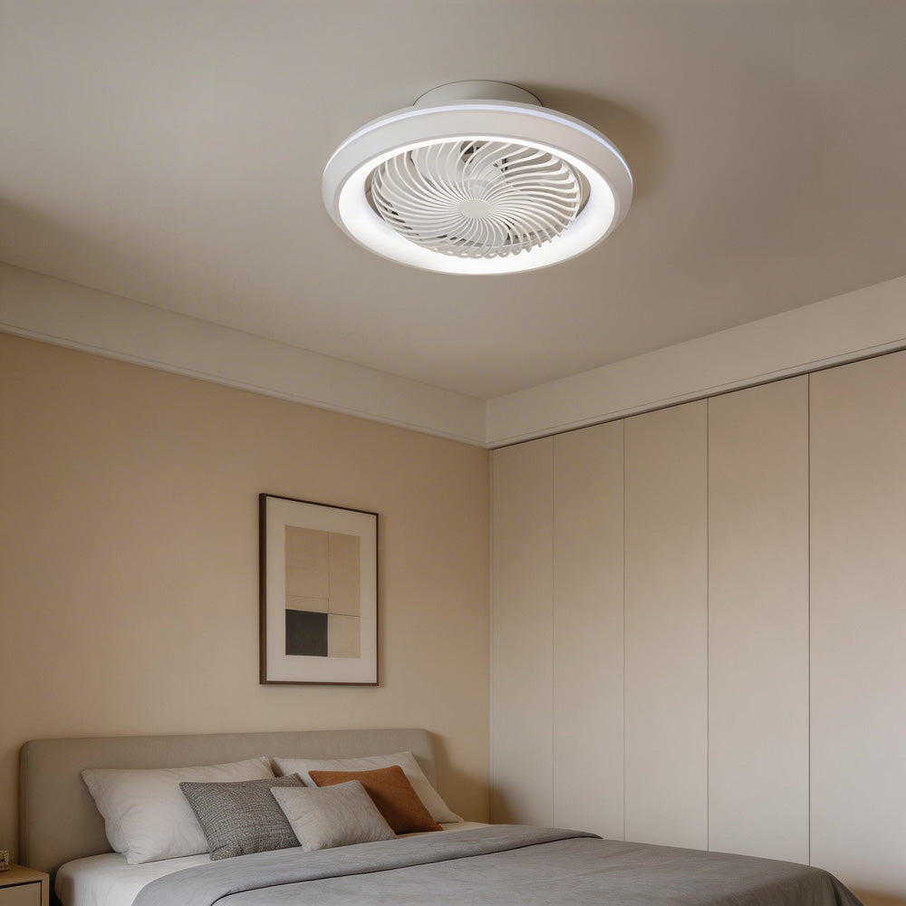 Enclosed Ceiling Fan with LED Light, 6 Speeds, Dimmable, Remote Control Ceiling Fan With Light