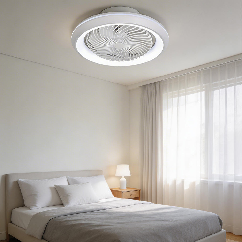 Enclosed Ceiling Fan with LED Light, 6 Speeds, Dimmable, Remote Control Ceiling Fan With Light