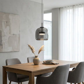 Elegant Amber Glass Iron LED Pendant Lights for Living Room