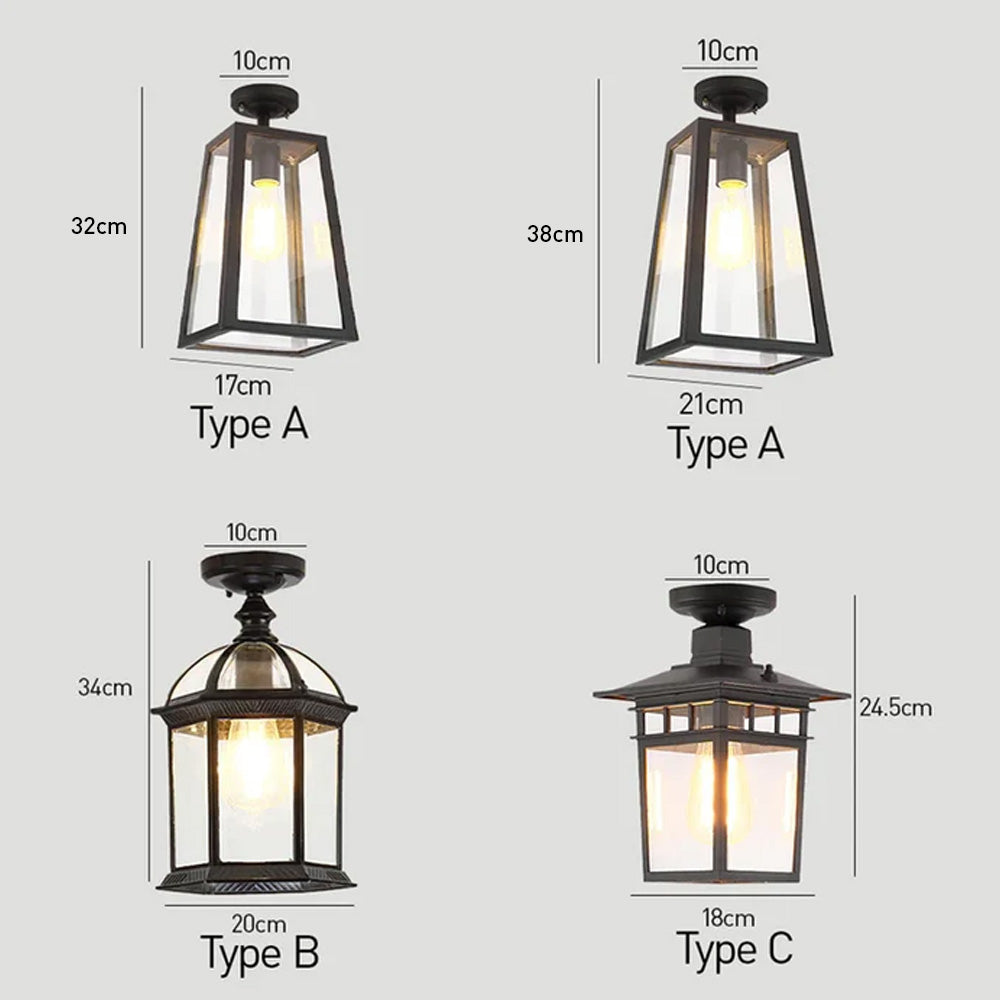 IP65 Vintage Outdoor Ceiling Lights in Black