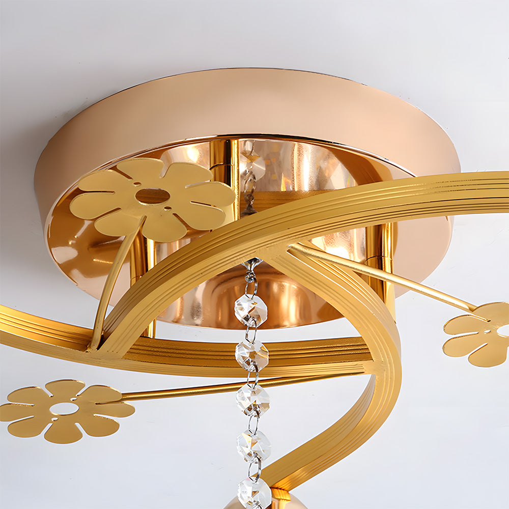 Modern Crystal Ceiling Light Chandeliers, Semi Flush Ceiling Lights for Hallway Living Room