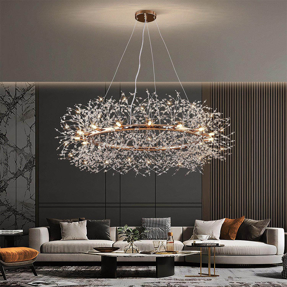 Modern Luxury Crystal Ring Chandelier for Living Room Dining Room