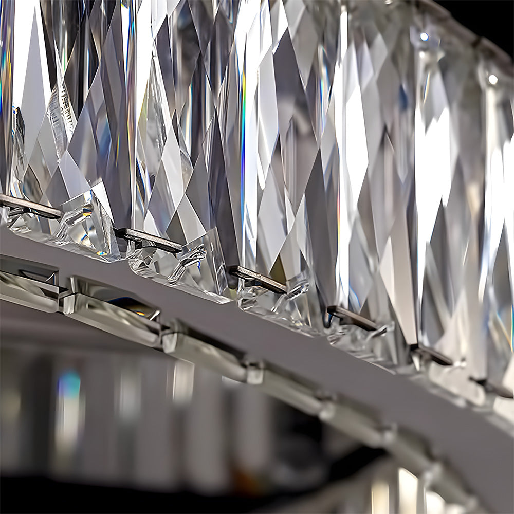 Modern Luxury Stainless Steel K9 Crystal Round Ceiling Lights for Living Room