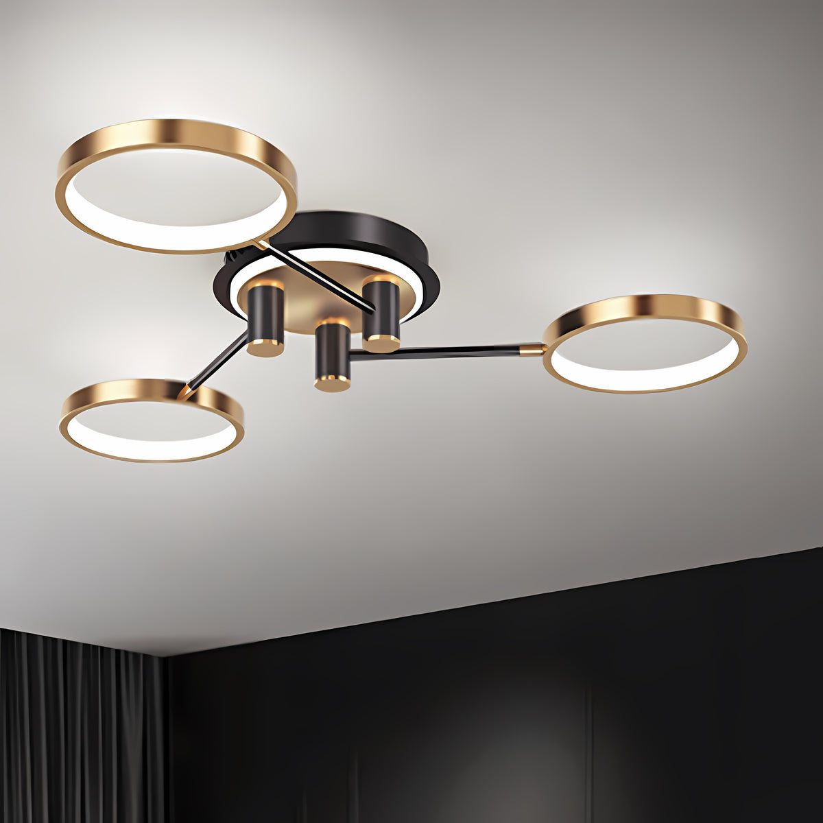 Circles Creative LED Gold Living Room Ceiling Light