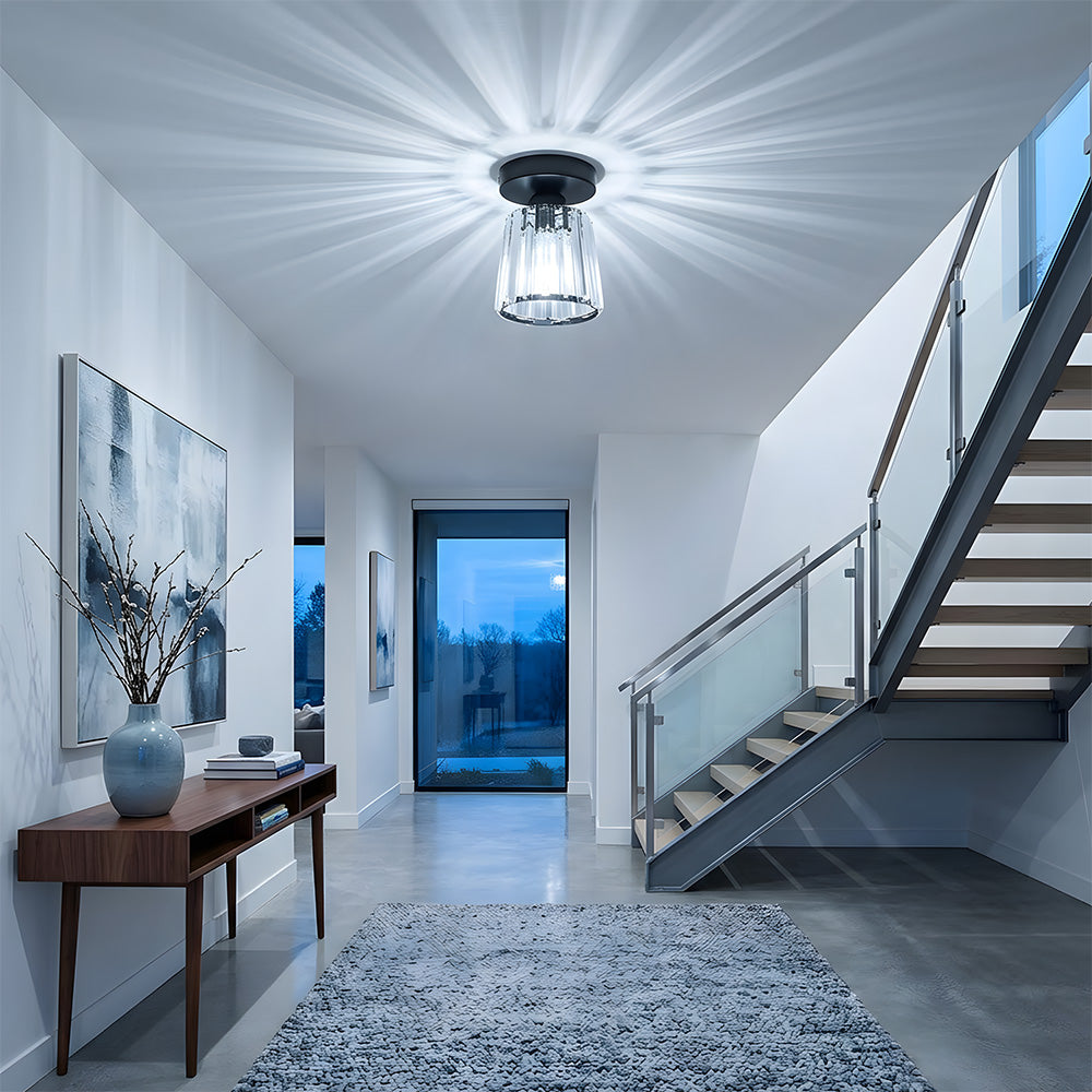 Minimalist Crystal Flush Mount Ceiling Lights for Bedroom Hallway
