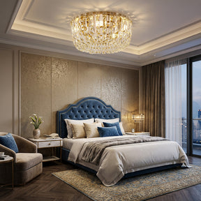 Luxury Multi-Tier Crystal Gold Flush Mount Ceiling Light for Living Room