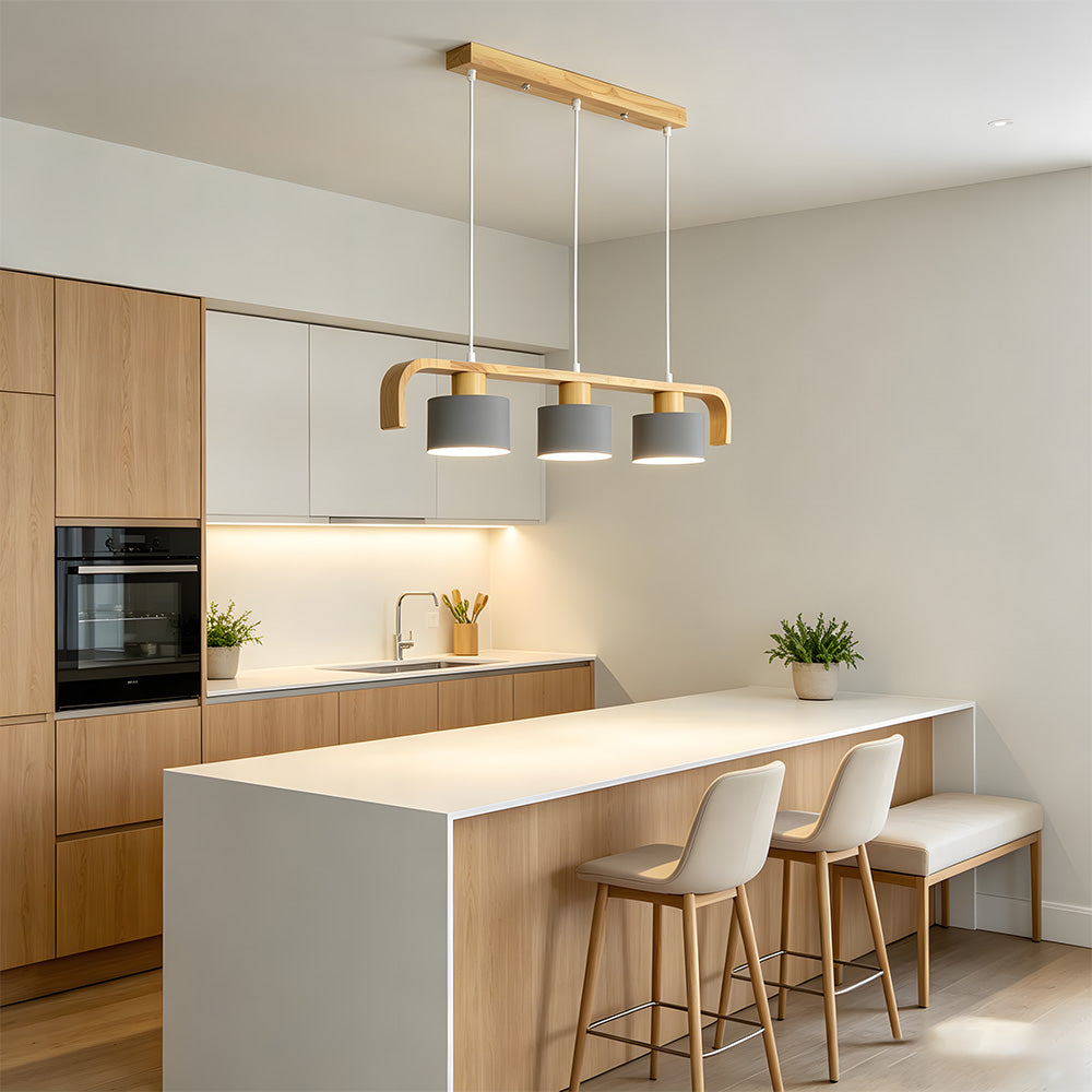 Modern Iron Wooden Pendant Lights for Kitchen Island Dining Room