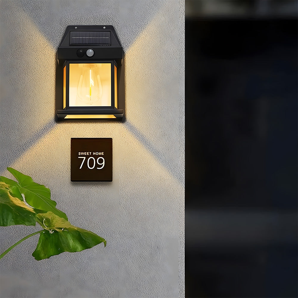 Solar Outdoor Lights Exterior Front Porch PIR Sensor Security Outdoor Wall Light