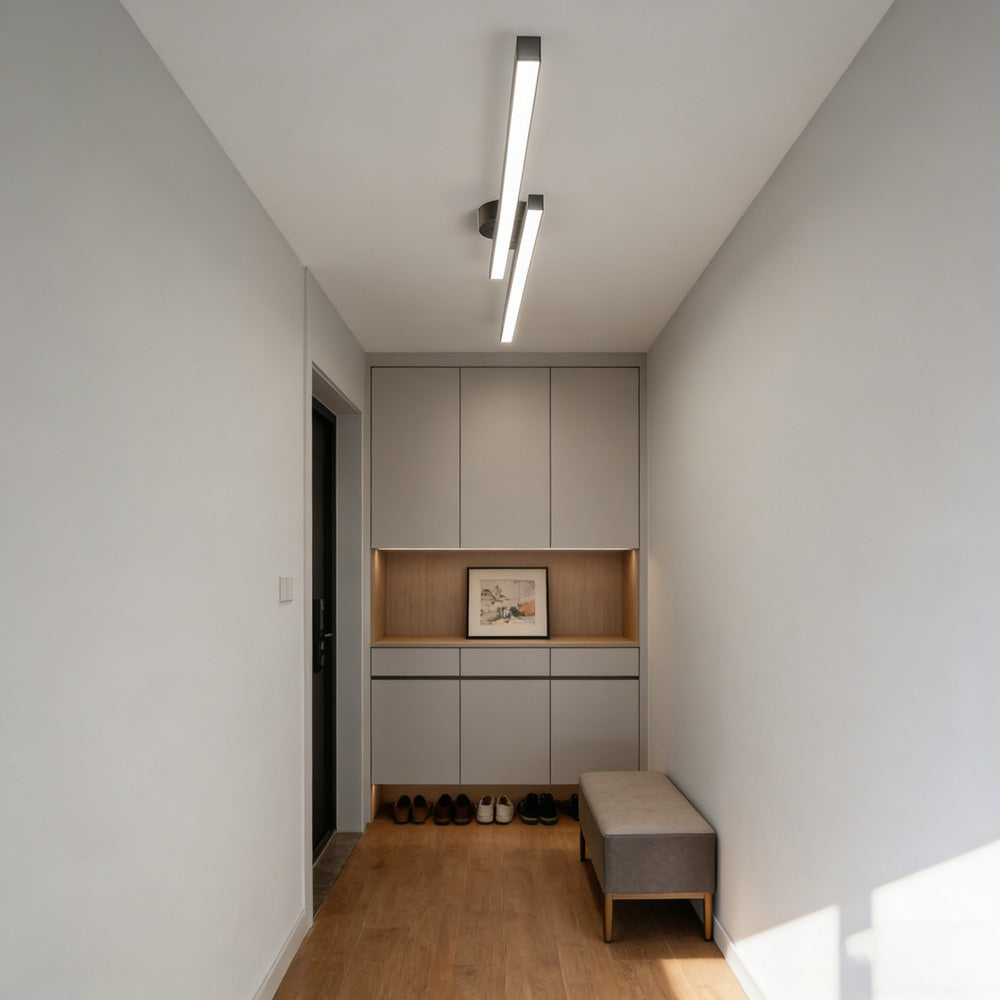 Modern Black Long Strip Semi Flush Mount LED Ceiling Light