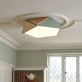 LED Dimmable Wooden Acrylic Geometric Flush Mount Ceiling Lights For Living Room