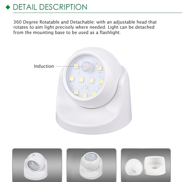 Battery Operated Motion Sensor IP44 LED Wall Light for Driveway, Garden, Pathway - 3 Modes