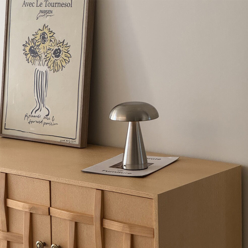 Danish Mushroom Metal Acrylic Rechargeable Dimmable Lamp for Study Bedroom