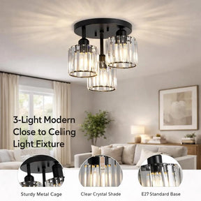 Crystal Semi Flush Ceiling Lights for Living Room, Hallway