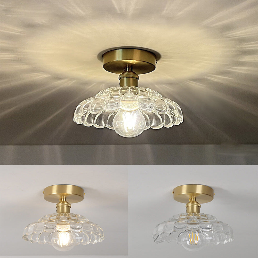 Modern Minimalist Clear Glass Semi-Flush Ceiling Lighting