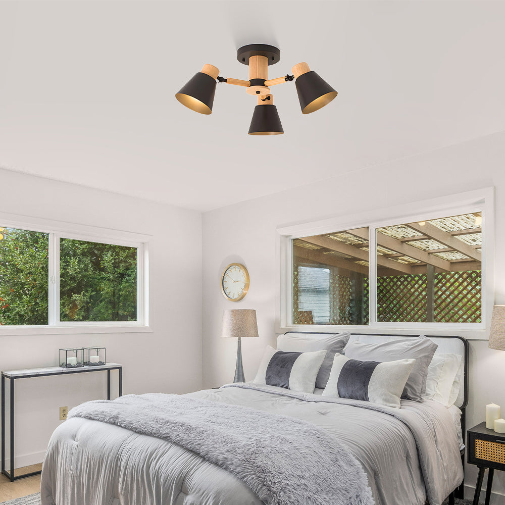 Wooden Close to Ceiling Lamps for Living Room