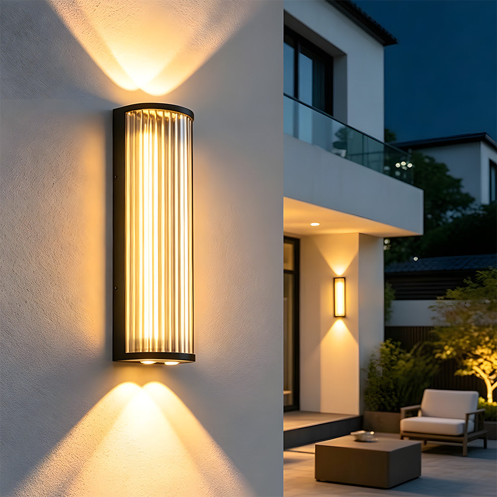 Modern Vertical Glass Stainless Steel Outdoor Wall Lights for Patio Garden