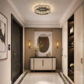 Contemporary Crystal Silver Ring Flush Mount Ceiling Light for Living Room