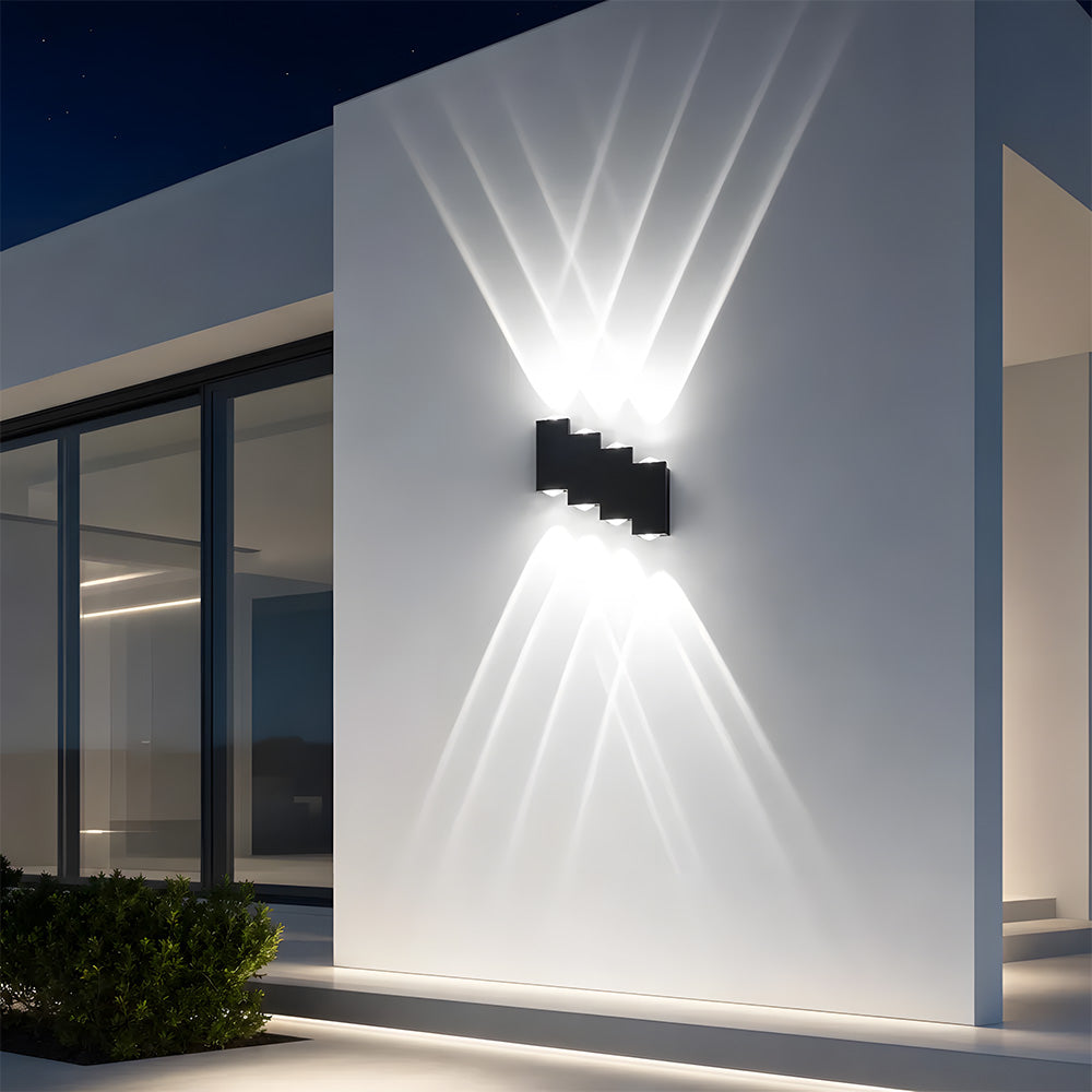 Modern Stepped Aluminium LED Outdoor Wall Lights for Entryway
