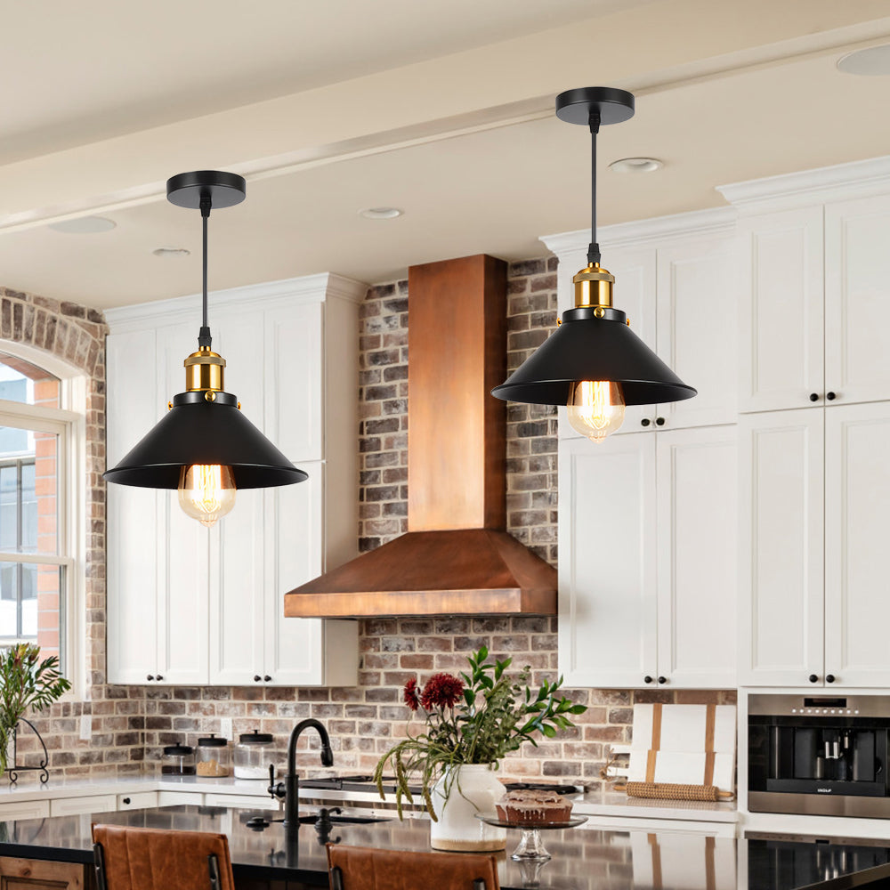 Industrial Retro Black Iron Kitchen Hanging Pendant Light