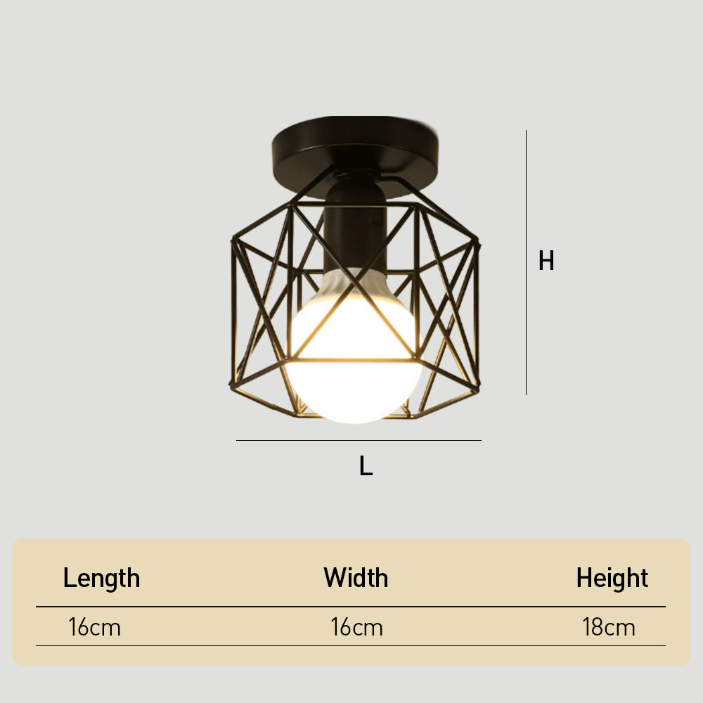 Metal Cage Ceiling Lampshade Black Ceiling Lights for Hallway