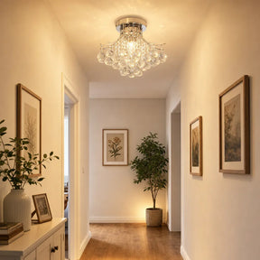 Silver Crystal Bouquet Semi-Flush Ceiling Light for Hallway
