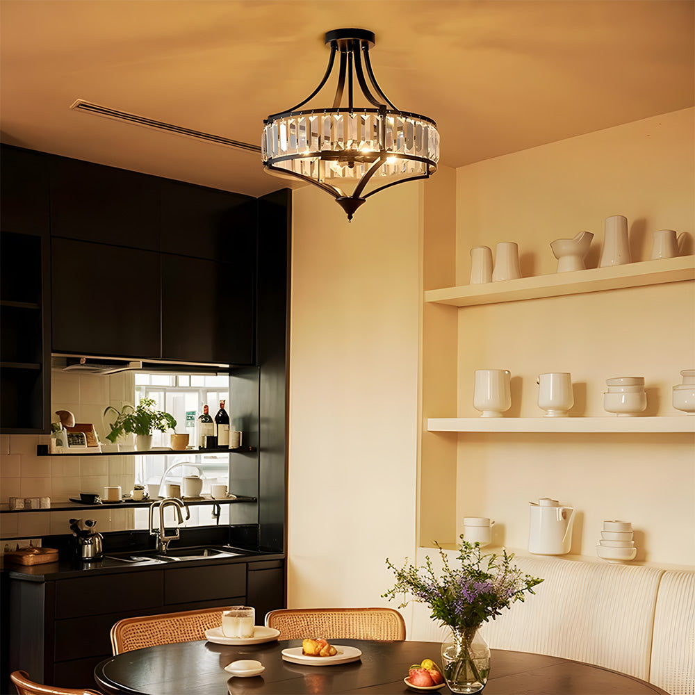 Modern Iron Crystal Large Ceiling Pendant Lights for Entryway Dining Room