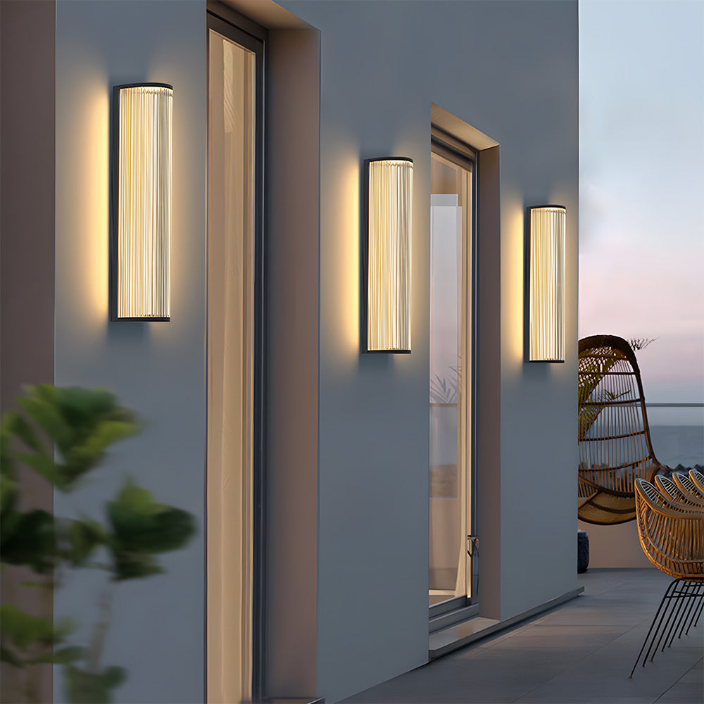 Modern Vertical Glass Stainless Steel Outdoor Wall Lights for Patio Garden