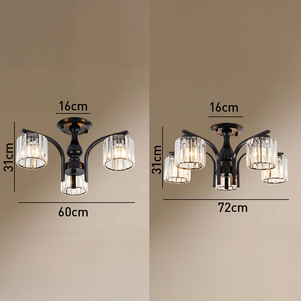 Art Deco Semi Flush Mount Black Ceiling Light