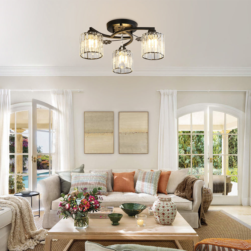 Luxury Crystal Semi Flush Ceiling Light